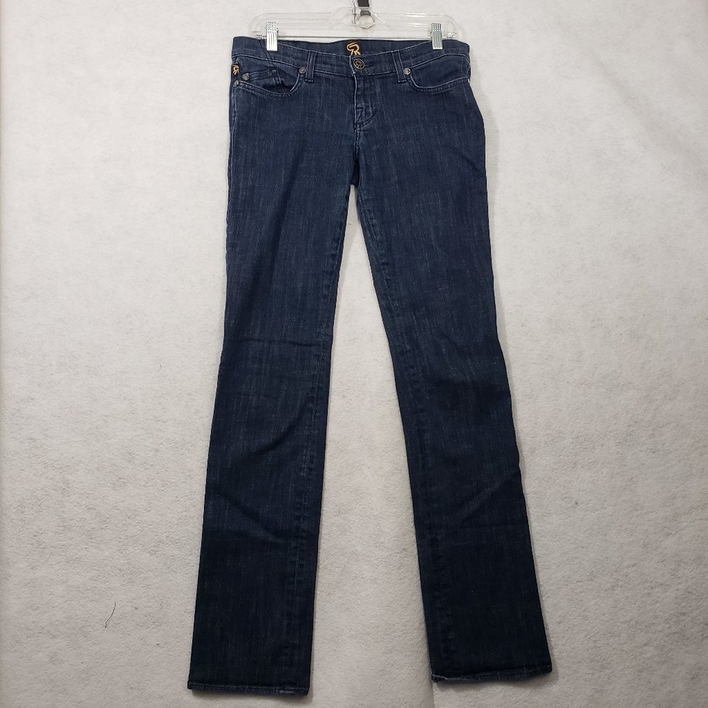 Rock & Republic Stella Jeans Womens sz 28 Dark Wash Stretch Embellished Logo